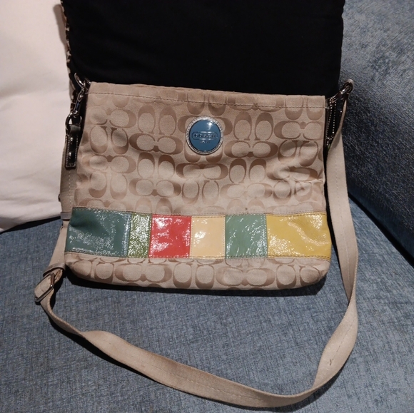 Vintage Coach Color Block Cross Body Bag Adjustable Strap VGUC - Picture 2 of 7